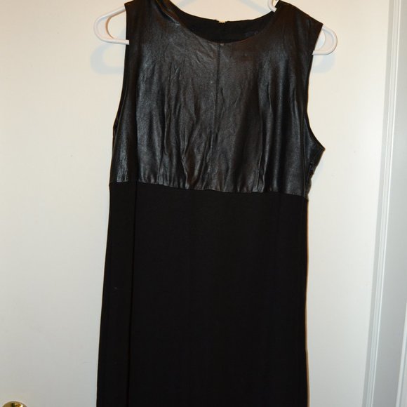 La-El Couture Dresses & Skirts - La-El Couture leather accent zipper back size Medium womens black dress EUC